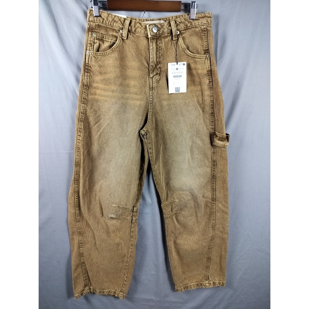 Bershka Baggy Jeans Women 6 New Brown Carpenter Workwear Streetwear Skater